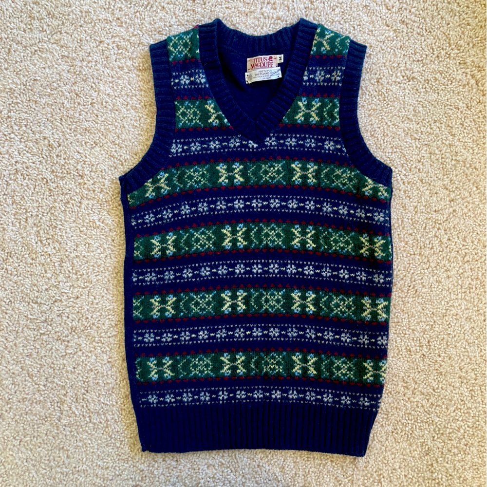 Vintage Christmas sweater vest, Titus MacDuff, M, wool